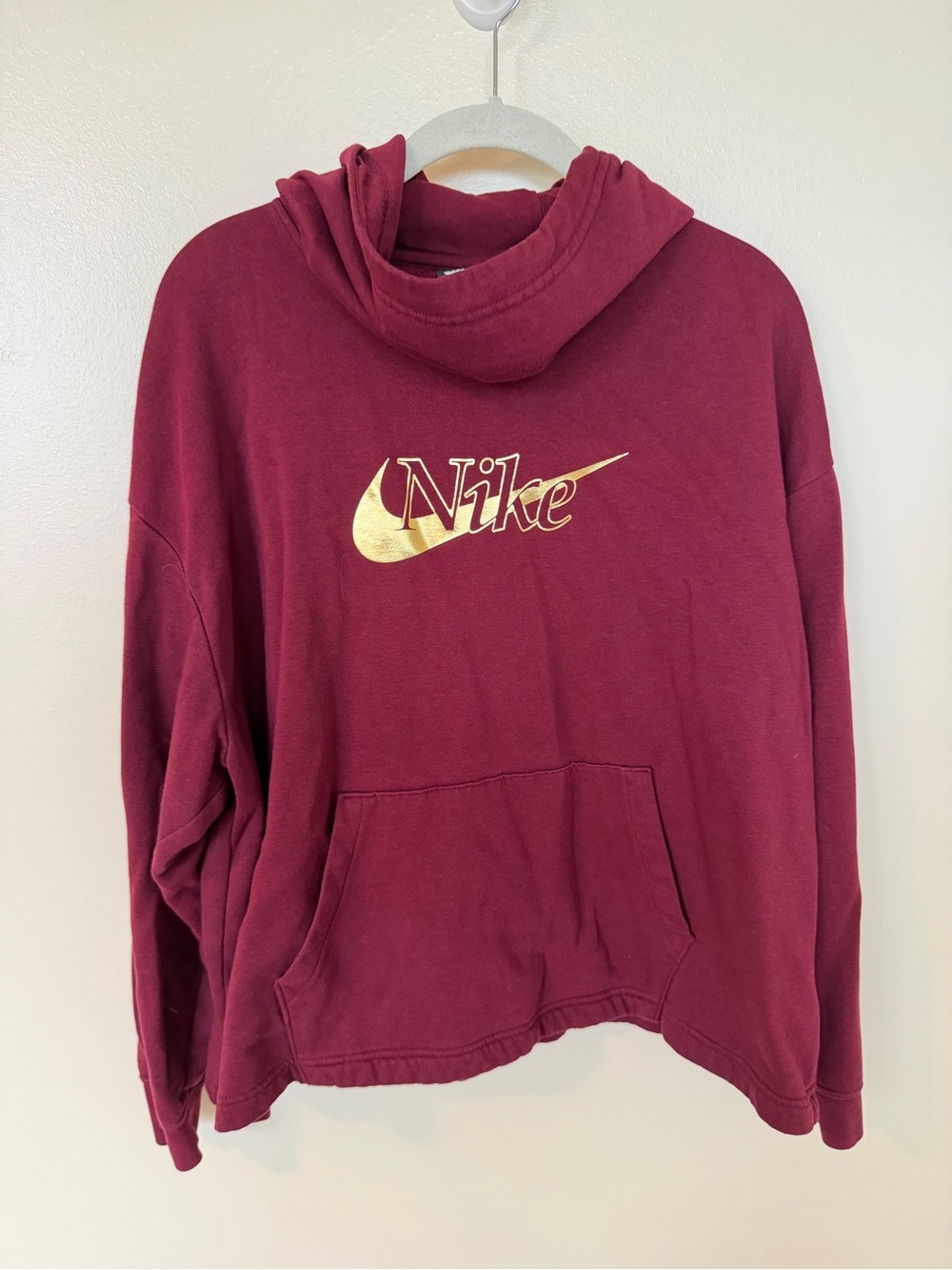 NIKE Maroon & Gold Graphic Cowl Neck Hoodie Hooded Sweatshirt